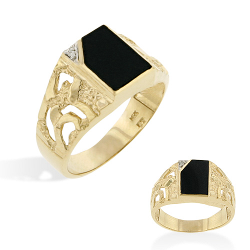 ... square onyx fancy mens ring 14k yellow gold ring diamond 0 005 onyx